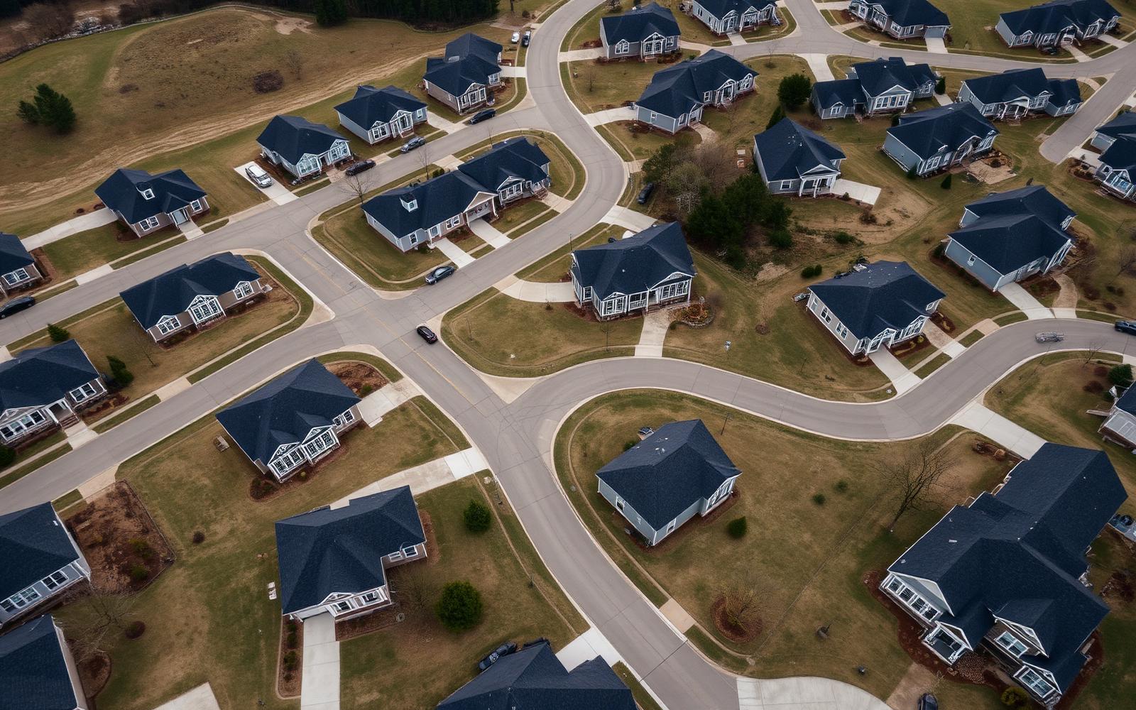 Aerial view of a new subdivision in Madison County, Alabama